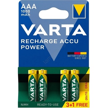 Image 1 of VARTA 5703301494 - 3+1 бр. Акумулаторни батерии ACCU AAA Ni-MH/1000mAh/1, 2V (VA0216)