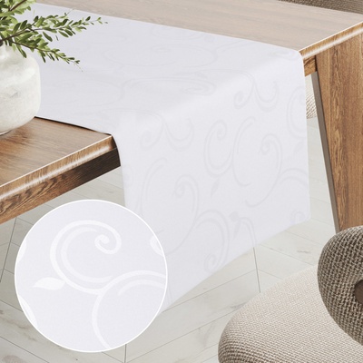 Biante Teflónový behúň TF-100 Biele ornamenty s lístkami 20x120 cm