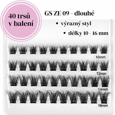 GloryStyles Samolepící segmentové řasy GS ZE 09 dlouhé (10 - 16 mm)