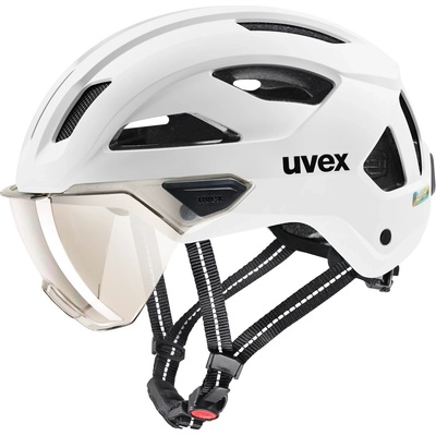 uvex Каска за велосипед Uvex Stride Visor Cat. 1 Bike helmet - White Matt / Litemirror Silver - размер 53-56 cm (851-1961-0313)