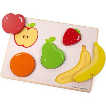 Image 1 of Bigjigs Toys Дървен сензорен пъзел Bigjigs - Плодове, Вдигни и виж (BJ026)