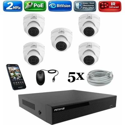 Amiko IP 5 kamerový set 2Mpix Dome 1200K5