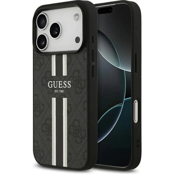 GUESS Калъф Guess 4G Printed Stripes MagSafe за iPhone 17 Pro - черен