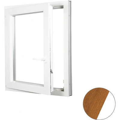 Aluplast Plastové okno jednokřídlo zlatý dub/bílé 1400 x 1500 mm Levé, Trojsklo Ug= 0,7
