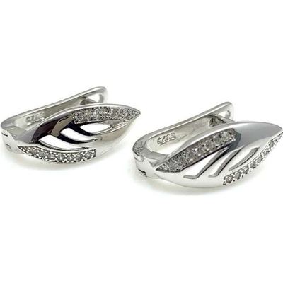 Jan Kos jewellery stříbrné náušnice s bílým kamenem 12110059