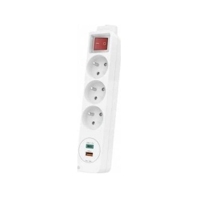 Hama Power Strip 3 sockets, 1 USB C, 1 USB A, white
