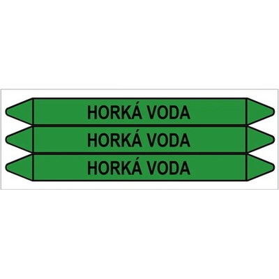 Značení potrubí, horká voda,3 ks, 355 × 37 mm PZ 008737
