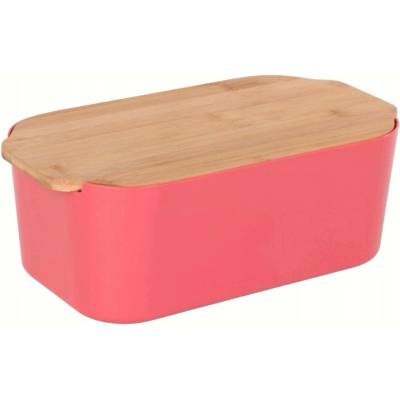 Chlebník s prkénkem Excellent Houseware růžový plast