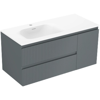 Mexen Rivel шкаф за баня 100 см с мивка Vela лява, 2S, 1D, релефен, графит/бял мат - 91A23-10047-3-BBFFF66-W23L01 (91A23-10047-3-BBFFF66-W23L01)