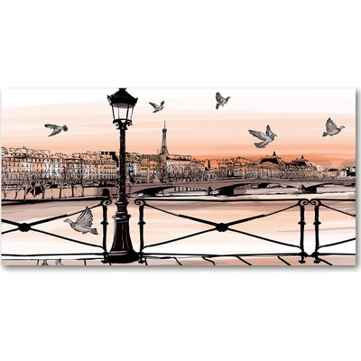 Foto obraz sklo tvrzené Súmrak v Paríži 100x50 cm