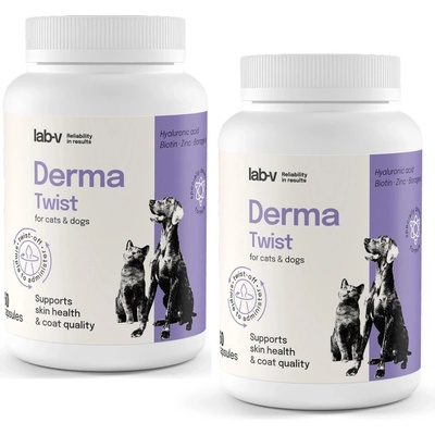 Lab-v Derma Twist podpora kůže, srsti a ochranných bariér pro psy a kočky 2 x 60 twist off kapslí