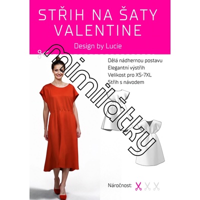 Design by Lucie, Tištěný střih, Šaty Valentinky - vel. L-XL-2XL