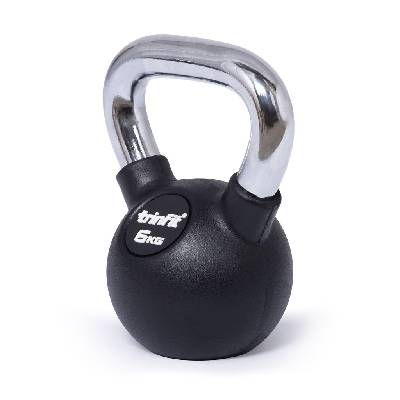 TRINFIT Kettlebell kov guma s chrom madlem 6 kg