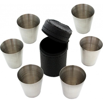 APT cestovné nerezové panáky v koženkovom puzdre 6 ks