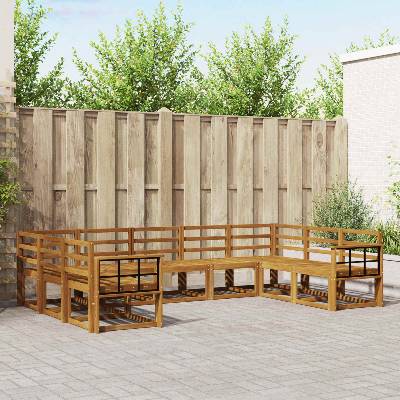 vidaXL Комплект дивани за открито 9 pcs Естествен (3366992)