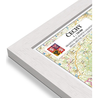 Excart Maps Čechy - obří nástěnná mapa 190 x 137 cm Varianta: mapa v dřevěném rámu, Provedení: Pegi bílý