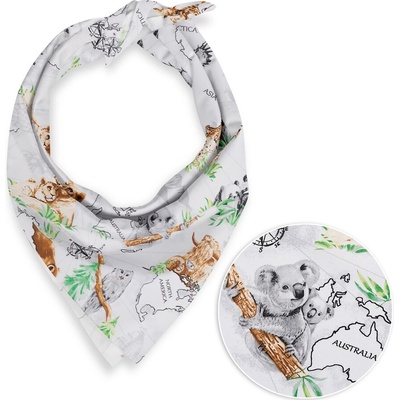 Biante bavlnená šatka Sandra SA-546 Zvieratá sveta na bielom