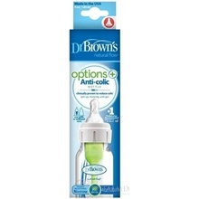 Dr. Brown's kojenecká láhev Options Narrow + anti Colic plastová bílá se silikonovým dudlíkem level 1 1 ks 120 ml