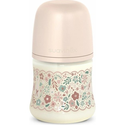 Suavinex Kojenecká láhev Wonderland fyziol průtok S růžový květ 150 ml
