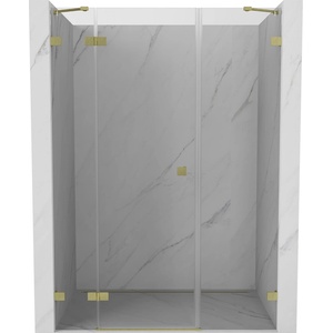 Mexen Lunar душ врата с панти, леви 150 см, прозрачни, златни матови - 834S-150-050-55-00-L (834S-150-050-55-00-L)