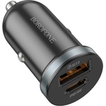 BOROFONE Зарядно за автомобил - Borofone (BZ22 Scenery) - USB + Type-C, Fast Charge, Dual Port, PD30W QC3.0 - Черен