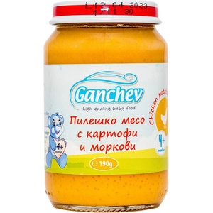 Ганчев пюре пиле с картофи и моркови - 190 г