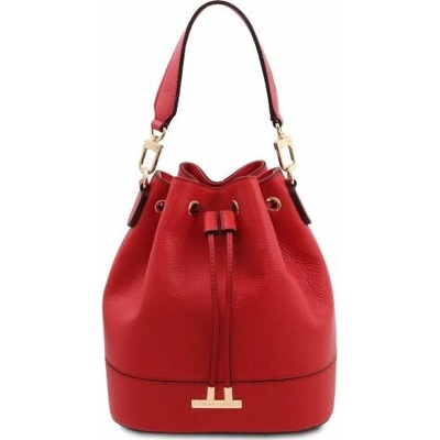 Tuscany Leather kožená kabelka do ruky s crossbody popruhom TL Bag Ružovočervená