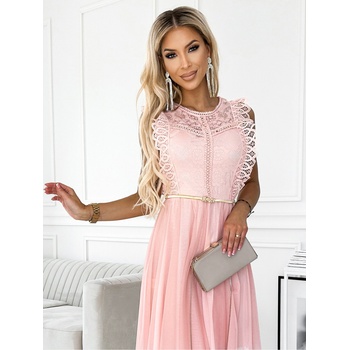 Numoco Рокля с дантела и златен колан - прасковена Numoco GRETA numoco | Cherven | ЖЕНИ | ЕДИН РАЗМЕР