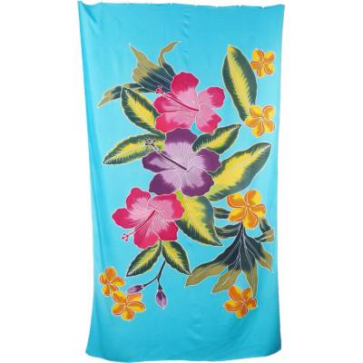 Pareo Sarong Bali Flowers 02 200 x 118 cm Barva: Modrá světlá