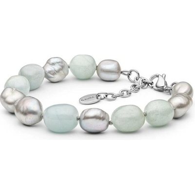 Gaura Pearls náramek Silvia sladkovodní perla akvamarín chirurgická ocel 234-113B Barevná/více barev