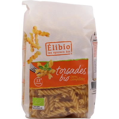 Elibio bio spirálky polocelozrnné 0,5 kg