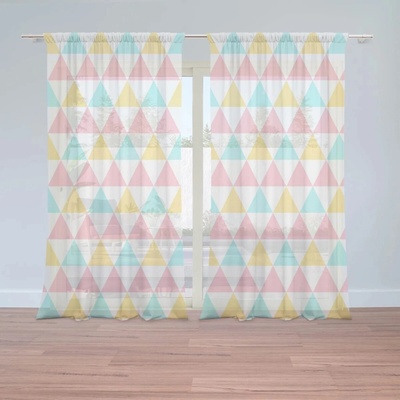 Sablio Záclony Trojfarebné Trojuholníky: 2ks 150x250cm