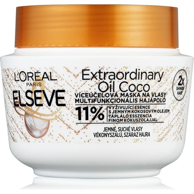 L'Oréal Elseve Extraordinary Oil maska na vlasy s kokosovým olejom na suché nepoddajné vlasy 300 ml