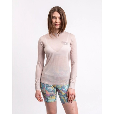 Patagonia W's L/S Capilene® Cool Merino Blend Graphic Shirt Fitz Roy Strata: Shroom Taupe