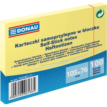 Image 1 of DONAU Самозал. листчета Donau 105х76mm, 100л, жълти (31249-А)