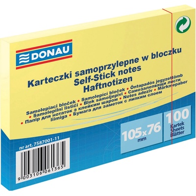 DONAU Самозал. листчета Donau 105х76mm, 100л, жълти (31249-А)