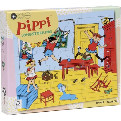 Pippi Дървен пъзел Pippi - Пипи, Томи и Аника се забавляват, 30 части (44384500)