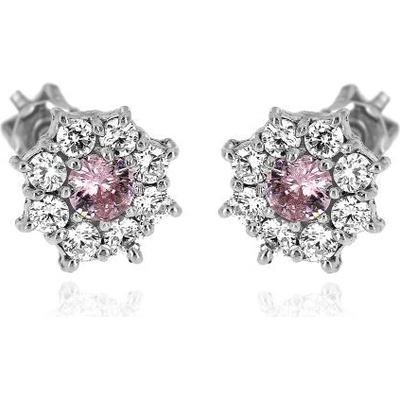 Zlatnictví U Kostela stříbrné náušnice růžové kytičky 572rb