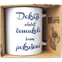 Bohemia Gifts Keramický hrnek s potiskem Dokáži odolat čemukoli krom pokušení 350 ml