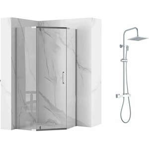 Rea Комплект душ кабина Rea Axin хром 90x90 и душ колона Invena Svart хром (5902557367092+AU-85-001-X)