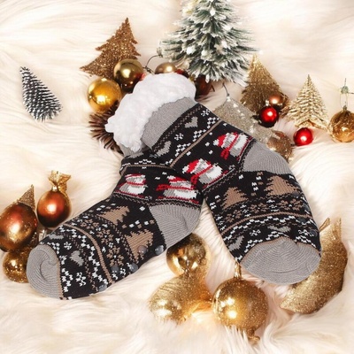 Детски коледни чорапи в черно с пингвинчета