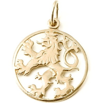 Zlatnictví Zlatíčko Zlatý přívěsek český lev v kruhu žluté zlato 00049