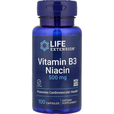 Life Extension Vitamin B3 Niacin, 500 mg, 100 капсули, Life Extension (00372 LE)