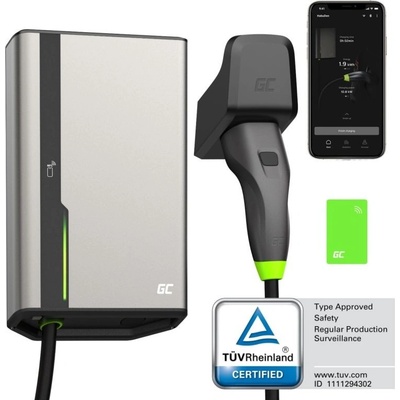 Green Cell HabuDen Wallbox 22kW 32A зарядна станция за електрически превозни средства с NFC, App, BT, 7, 5 м кабел (EVGC021B2275)