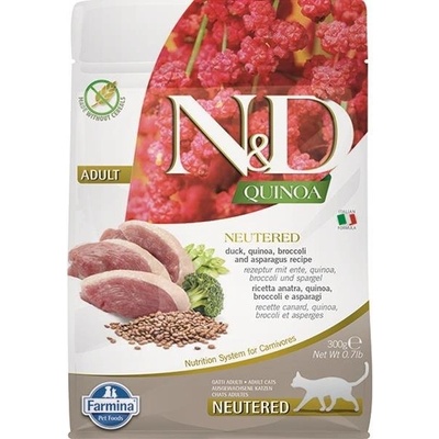 N&D Cat Quinoa GF Adult Neutered Duck Broccoli & Asparagus 300 g