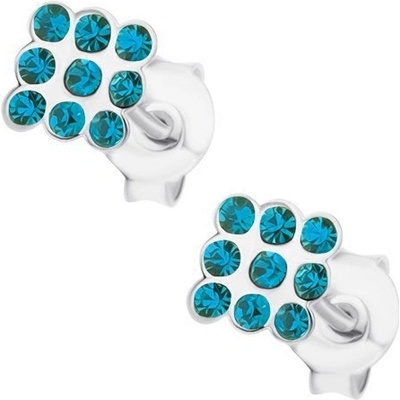 Šperky eshop stříbrné náušnice čtverec vykládaný modrými krystalky Swarovski I31.30