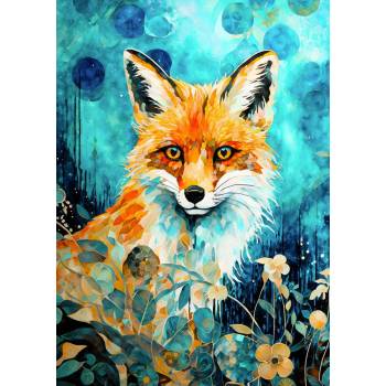 Enjoy - Puzzle Red Fox on Blue - 1 000 piese