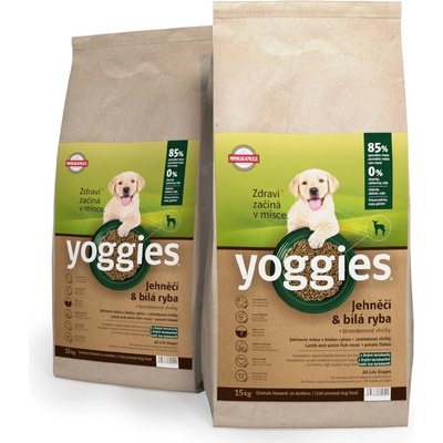 Yoggies minigranule lisované za studena s probiotiky Jehněčí maso & bílá ryba 30 kg