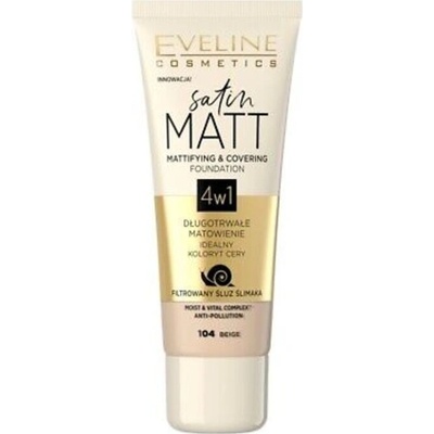 Eveline Satin Matt Mattifying & Covering Foundation 4in1 101 Ivory tekutý make-up so zmatňujúcim účinkom 30 ml