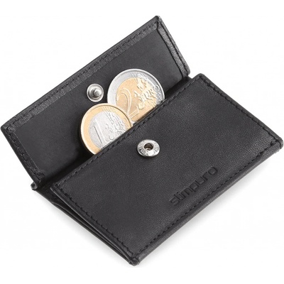 Slimpuro Coin Pocket s ochrannou kartou RFID pro tenké peněženky ZNAP Slim Wallets 8 a 12 spínací knoflík Černá
